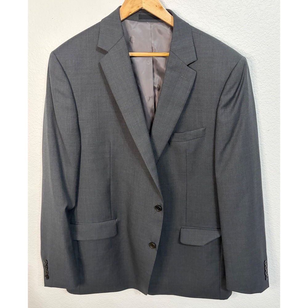 Lauren Ralph Lauren Mens Grey Wool Blend 2 Button Suit Jacket Blazer 46L 46 Long